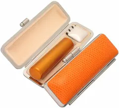 印鑑 はんこ セット メタリック天然本水牛 メタリックゴールド印鑑 銀行印 実印 13.5mm アタリ シール ケース付き アマノブランド オレンジ色 サニーケース 印鑑ケース 朱肉付き 旧字 特殊文字 作成 OK プレゼントやギフト 成人祝い