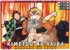 【中古】ポスター 竈門炭治郎＆我妻善逸＆嘴平伊之助 「ジャンボカードダス 鬼滅の刃 クリアビジュアルポスター ～無限列車編 其の壱～」