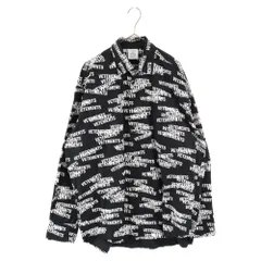 VETEMENTS (ヴェトモン) 22SS Stamped Logo Shirt ロゴスタンプシャツ オーバーサイズ長袖シャツ 総柄ロゴ ボタンダウンシャツ ビッグシルエット ブラック UE52SH160Xのサムネイル