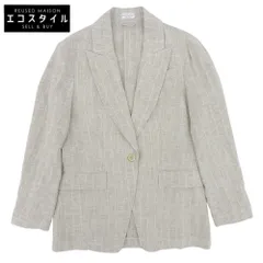 BRUNELLO CUCINELLI ブルネロクチネリ 美品 リネン ストライプ 1B ジャケット レディース グレー 36 MH597RL206JAP 22年 36のサムネイル