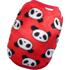 【在庫処分】RIOSTUDIO 犬服 秋冬 パピーサイズ有 犬の服 秋 冬 子犬服 (XXS~XL) モコモコ ふわふわフリースベスト ノースリーブ タンクトップ パピー服 極小サイズ 犬 猫 防寒 暖かい (⑤レッド×パンダXS)