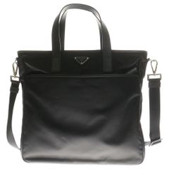 PRADA (プラダ) 2WAYバッグ ハンドバック トートバッグ ショルダーバッグ ブラック シルバー金具 テスート レザー 2VG032