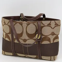 美品 コーチ シグネチャー柄 ハンドトートバッグ ダークブラウン レディース SGN 2000000 NSK