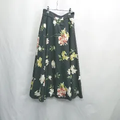 ◇ ⊂ Andemiu　アンデミュウ ウエストゴム　花柄 膝下丈 フレア スカート サイズF ブラック系 レディース E  【1505130006735】