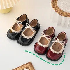 韓国 子供服 姫系 女の子 キッズ パンプス 可愛い おしゃれ シューズ 靴 リボン レース エナメル 冠婚葬祭 18.5cm 19cm 19.5cm 結婚式 入学式 発表会 卒園式 フォーマル 入園式 卒業式 七五三 パーティー ブラック レッド 黒 赤