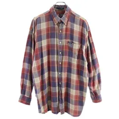 チャップス 90s チェック柄 長袖 ボタンダウンシャツ L 赤×青×ベージュ CHAPS ラルフローレン メンズ 【中古】  【230410】