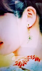 縁起の良い★ 幸せの四つ葉のクローバー 叶 イヤリング ミニ ピアス 水引