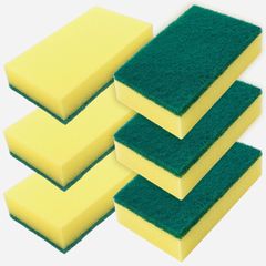 HOMEXCEL キッチンス スポンジ 食器洗い 6個入り こびりつき 汚れ落とす 台所用品 研磨粒子つき ハードタイプ