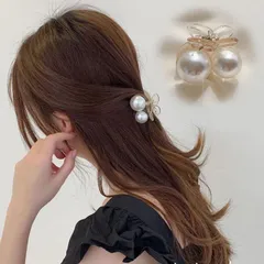 パール バンスクリップ ヘアクリップ 大粒パール バレッタ まとめ髪 髪飾り  髪留め ヘアアレンジ アクセント(宅急便のみ対応)