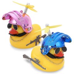 SALUDABLE 自転車 ベル アヒル ライト 自転車 アクセサリー 可愛い プロペラ 2個セット (ブルー + ピンク)