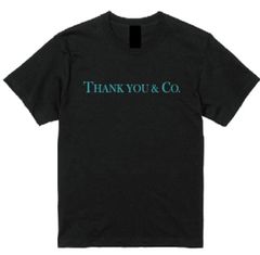 ビッグサイズ 特注 XXXL Tシャツ　Thank you＆Co. ブラック×ティファニーブルー ユニセックス　半袖