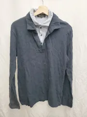 ◇ Θ BEAMS HEART ビームス ハート レイヤード風　ボーダー 長袖 トップス　カットソー サイズL ネイビー メンズ P  【1410230011698】