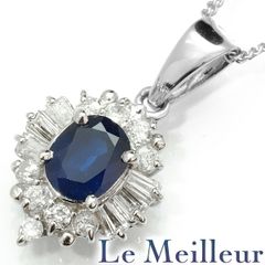 サファイア 0.46ct ダイヤモンド プラチナ Pt900 ペンダント 中古 プレラブド 返品OK