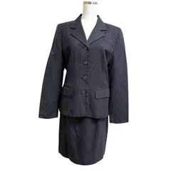 レディース　セレモニースーツ　リクルートスーツ　オフィス　仕事用　就活　シングルジャケット　タイトスカート　ネイビー　紺　ストライプ　M