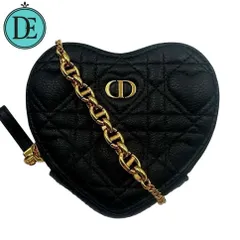 極上品✨ Christian Dior クリスチャンディオール ショルダーバッグ ショルダーポーチ ハートポーチ クロスボディ Dior Caro カロ CDロゴ CD金具 キルティング ハート 斜め掛け レディース ゴールド金具