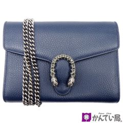 GUCCI 구찌 401231 디오뉴소스 레더 미니 체인백 2WAY 숄더백 어깨걸이 지갑 네이비 타이거 헤드 레이디스(가나자와 후쿠쿠점 C23-441)