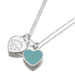 ティファニー Tiffany&co ネックレス リターントゥ ブルー ミニ ダブルハート タグ 60014069 シルバー Ag925 レディース 女性 【中古】