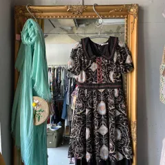 12　axesfemme　アクシーズファム　ワンピース　花柄　フリル　ミモレ　レース　編み上げ　ロリータ　Y2K　レースアップ　丸襟　お呼ばれ　デート　オフィスカジュアル　食事会