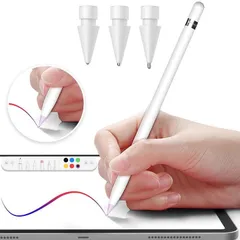 WG58  AHASTYLE アップル Pencil 1/Pencil2/Pro対応 交換用 ペンチップ 金属ペン先 メタル先端 、携帯用クリアケース付 3mm/3.5mm/4mm 3サイズペン先セット