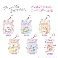 すみっコぐらし インスタント フォトキーホルダー 6種類 しろくま ぺんぎん とんかつ ねこ とかげ えびふらいのしっぽ えびてんのしっぽ 写真 収納 かわいい キーホルダー キャラクター すみっこぐらし 推し活 カードケース カード入れ チェキホルダー
