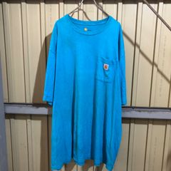 359 Carhartt 半袖 ポケットTシャツ 3XL TALL ブルー ビッグサイズ カーハート ロゴ 古着卸 アメリカ仕入