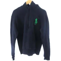 ポロ バイ ラルフローレン Polo by Ralph Lauren パーカー スウェット プルオーバー ビッグポニー 刺繍 ロゴ コットン 紺 ネイビー M