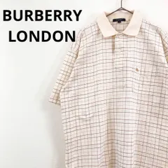 BURBERRY　バーバリーロンドン　半袖ポロシャツ　チェック　ロゴ入り　M