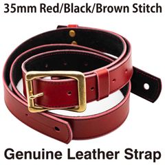 日本製 高級 ハンドメイド ギターストラップ レザー 赤／黒