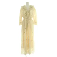 スナイデル SNIDEL 25SS ジャガードプリーツワンピース ロング 七分袖 フリル ボリュームスリーブ インナー付 1 アイボリー /MY ■OS