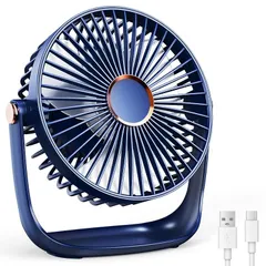 【新着商品】iNeibo 卓上扇風機 小型 usbファン Type-C対応 静音 ミニ 卓上ファン 【2400mAhバッテリー】360度角度調整 パワフル送風 五段階風量調節 リズム風 長時間連続使用 USBデスクファン 強力 省エネ 軽量 アウトドア/オ 0のサムネイル