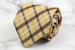 エルメネジルドゼニア ブランド ネクタイ チェック柄 格子柄 シルク PO  メンズ イエロー Ermenegildo Zegna 【中古】
