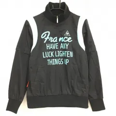 【美品】ルコック 2WAYブルゾン 黒×ライトブルー 裏地メッシュ ハーフジップ 袖着脱可 レディース L ゴルフウェア le coq sportif