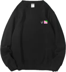 ユニセックス スウェット 裏毛クルートレーナー ブラックオリジナルブランド ニコイチゴ いちご スマイル ドット