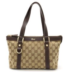 GUCCI グッチ GGキャンバス トートバッグ ハンドバッグ ミニバッグ カーキベージュ ダークブラウン ゴールド金具 141471