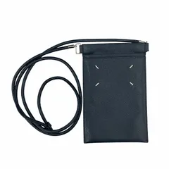 メゾンマルジェラ Maison Margiela 美品 ショルダーバッグ スマホケース スマートフォンホルダー ネックポーチ レザー SA1VZ0002 紺 ネイビー 0724