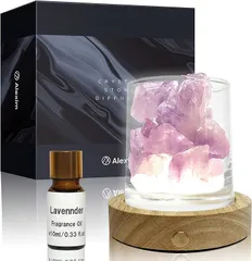 Alexim アロマストーン アメジスト＆充電式LED台座 ラベンダーオイル 癒しの香りと幻想的な光でリラックス( アメジスト,  通常)のサムネイル