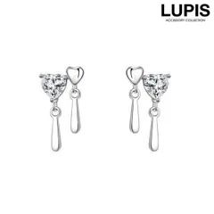 ピアス レディース ハート ドロップ ストーン キラキラ 揺れる メタル シンプル 小ぶり 小さめ ガーリー シルバー ルピス v1936