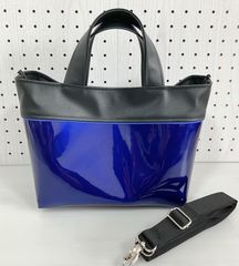 ハンドメイド＊変形2WAYトート エナメル メタリックブルー(920)