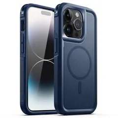 【数量限定】iPhone14ProMax 6.7インチ用 (14 Pro Max) ケース JEDirect MagSafe対応 高耐久性 頑丈な二重保護 耐衝撃 マグネットタフカバー (ブルー)