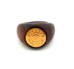 【鑑定済み】正規品 HERMES エルメス セリエ ウッドリング  #12号 ブラウン ゴールド ブランド アクセサリー