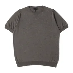 美品 GIORGIO ARMANI ジョルジオアルマーニ ニット サイズ:50 23SS シルク コットン ハイゲージ 半袖 ニット Tシャツ セーター ニットソー グレー イタリア製 トップス【メンズ】のサムネイル