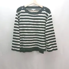 ◇ PLST プラステ ボーダー柄 ラウンドネック 秋冬 長袖 ニット サイズM ホワイト ブラック レディース E  【1310130027822】