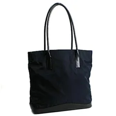 プラダ ナイロン トートバッグ 肩掛け ナイロン×レザー ネイビー×ブラック