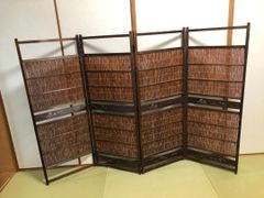 和風 衝立 2連 パーテーション 竹簾風 木製 間仕切り 高さ105cm - メルカリ