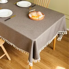 テーブルクロス 北欧 【布生地なのに水を弾く魔法の質感】 長方形 正方形 撥水 防水 お洒落 可愛い 140x140cm [ダークブラウン] [140x140]