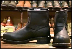 【10.5D 美品 白タグEH】Chippewa チペワ ショート エンジニア 27872 黒 ブラック スチールトゥ 7インチハイト 2976 ブーツ HOPESMORE【FE101】