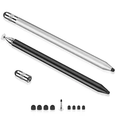 新品 MEKO 3 in 1 タッチペン 2本セット スタイラスペン 高感度 高精度 イラスト ツムツム ゲーム Apple iPad iPhoneタブレット Samsung Galaxy ブラック/シルバー