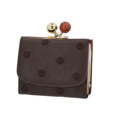 ☆ ブラウンドット ☆ perche ペルケ アクリル玉三つ折りウォレット ペルケ perche 財布 三つ折り財布 折り財布 折財布 アクリル玉 三つ折りウォレット がま口財布 ミニウォレット ミニ財布 サイフ さいふ 革 レザー コンパクト かわいい
