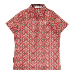 サイズ：L LE COQ GOLF ルコックゴルフ  半袖ポロシャツ ロゴ刺繍 総柄 レッド系 [240101535886] ゴルフウェア レディース ストスト