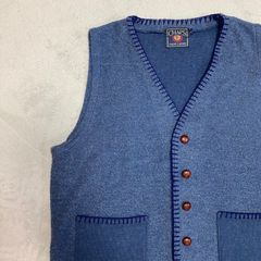 【CHAPS】チャップス　ラルフローレン　Ralph Lauren サイズL ニットベスト　胡桃ボタン　ブルー